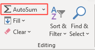 Addition using AUTOSUM Example