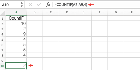 COUNTIF Function Example