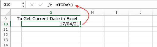 Formula for Current Date in Excel
