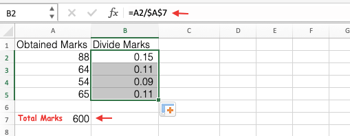 Division using Absolute Reference