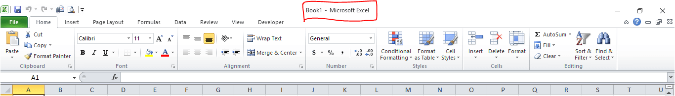 Excel Tutorials-Excel Title Bar
