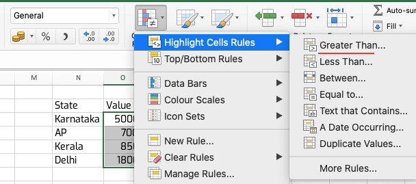 Highlight Cells Rules