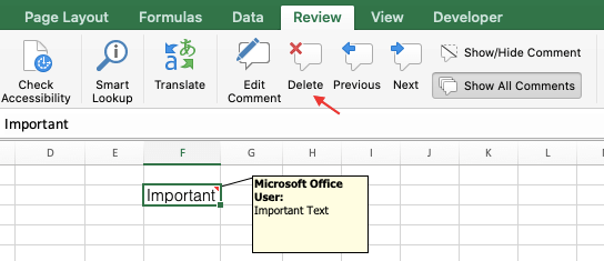 How to Delete Comments on Excel