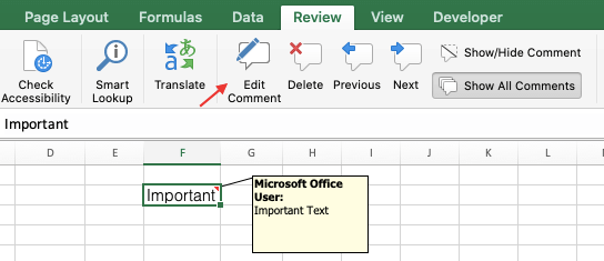 How to Edit Comments on Excel