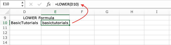 Lower Function in Excel