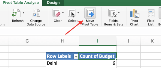 how to move pivot table