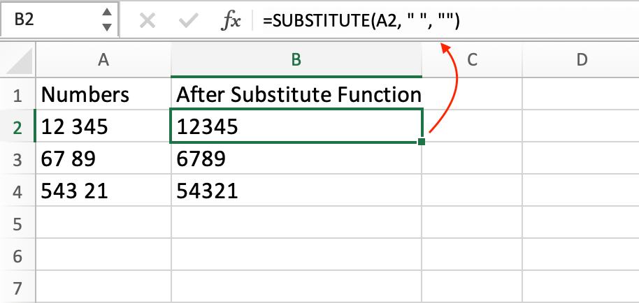 How to Remove Spaces Between Numbers in Excel