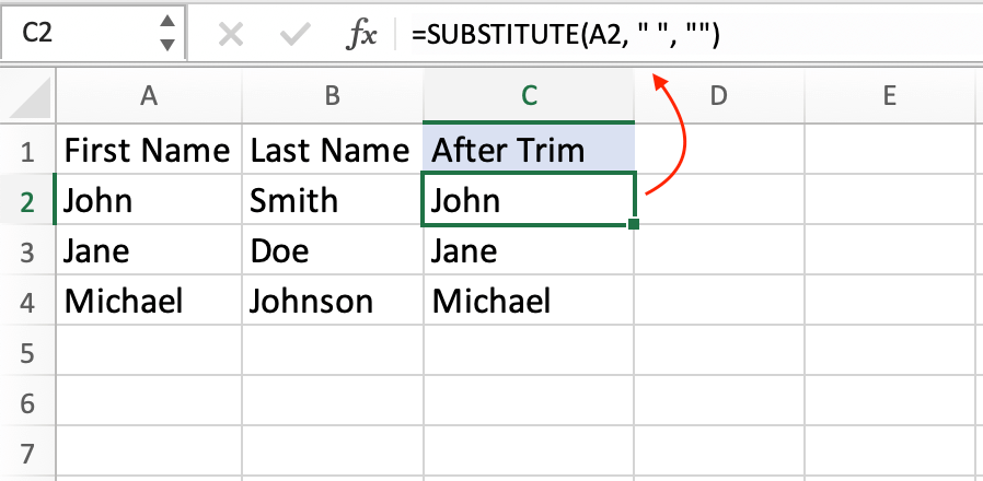 How to Remove Spaces Between Words in Excel