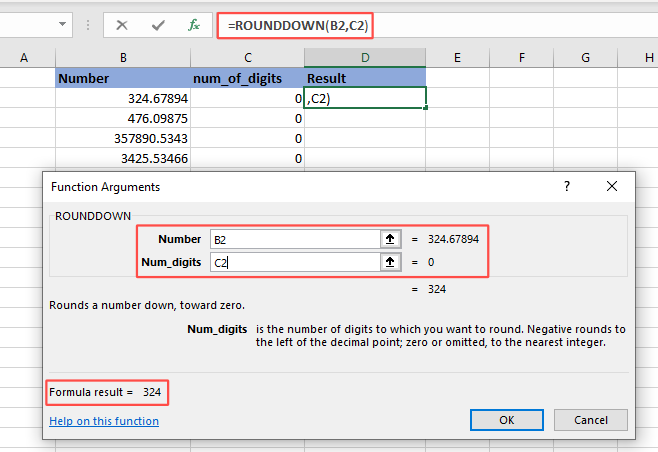Rounddown To Decimal Point Example