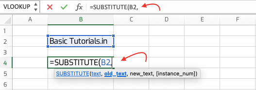 Substitute Excel Formula