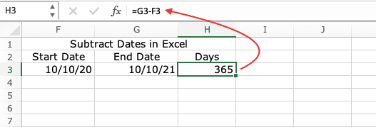 Subtract Date in Excel