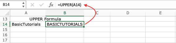 Upper Function in Excel